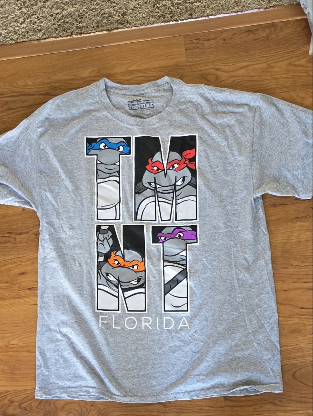 Teenage Mutant Ninja Turtles Gray 'TMMT Florida' Graphic Tee Sz L